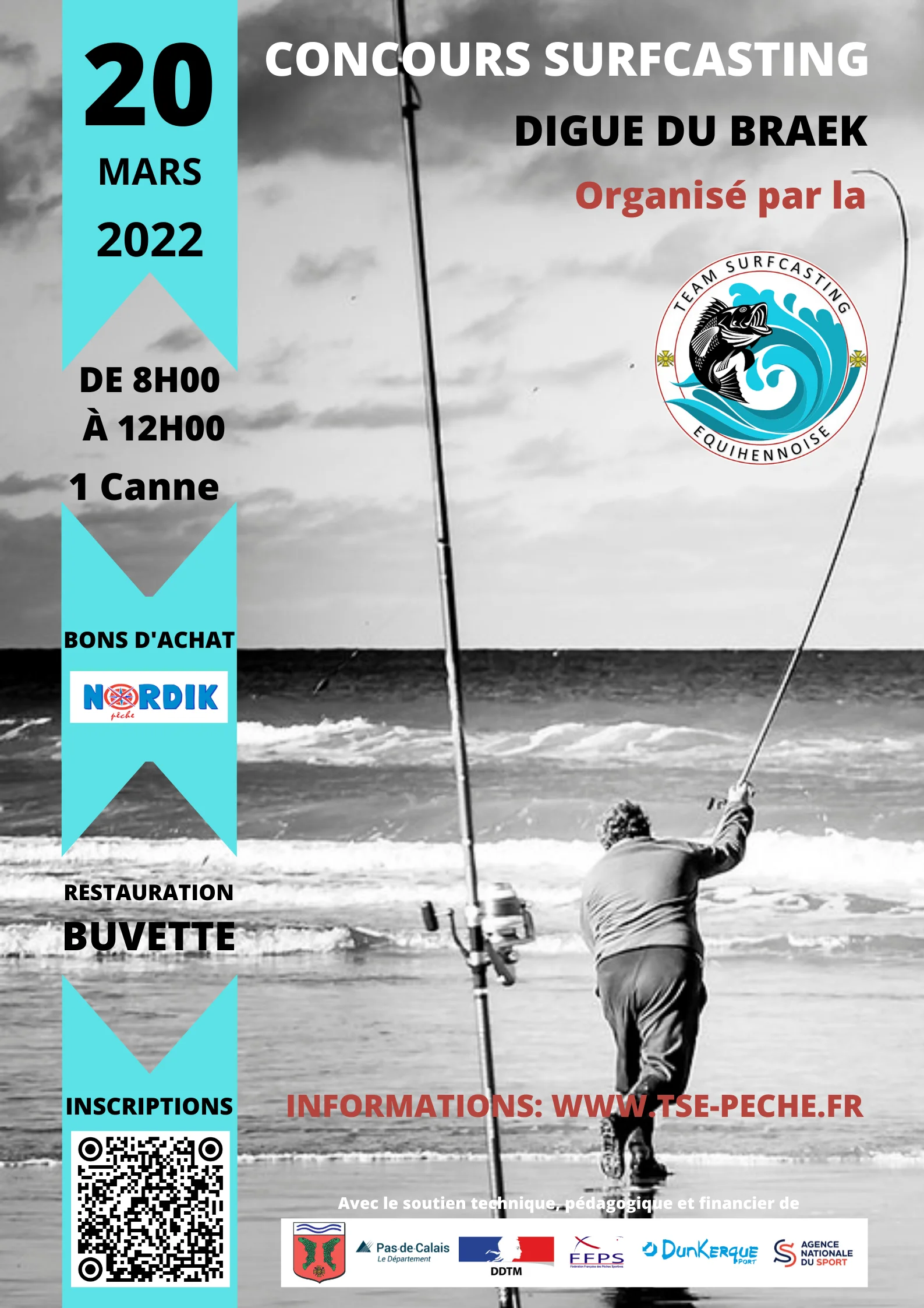 Affiche du Concours de Surfcasting - Digue-Du-Braek - 20 mars 2022