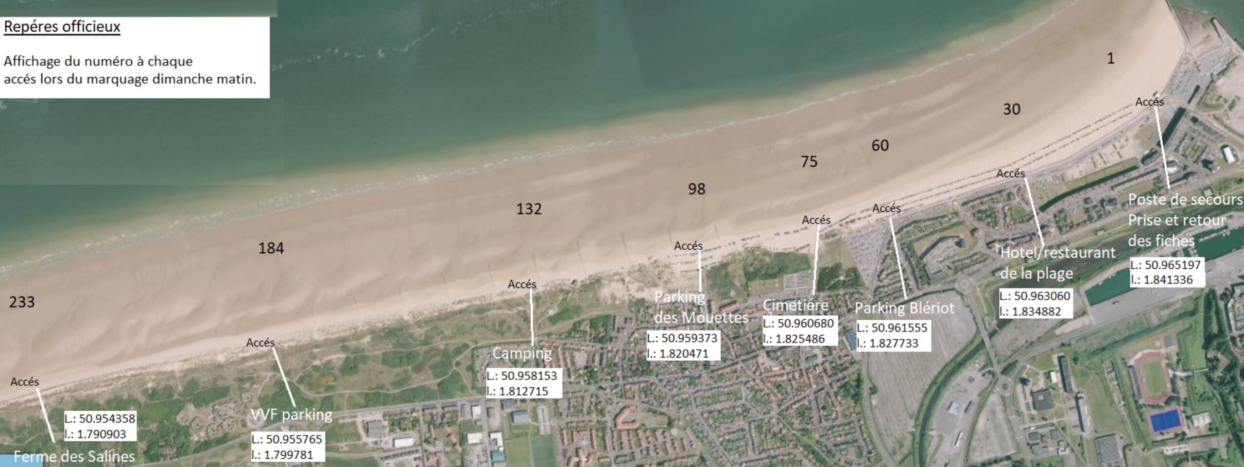 Plan de piquetage de la 5ème Manche Régionale Surfcasting - 01 octobre 2023 - Calais