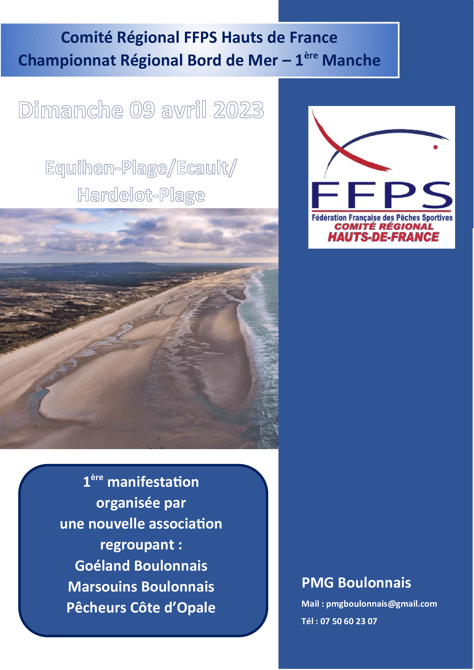 Plaquette 1ère manche régionale de Surfcasting des Hauts-de-France 2023.