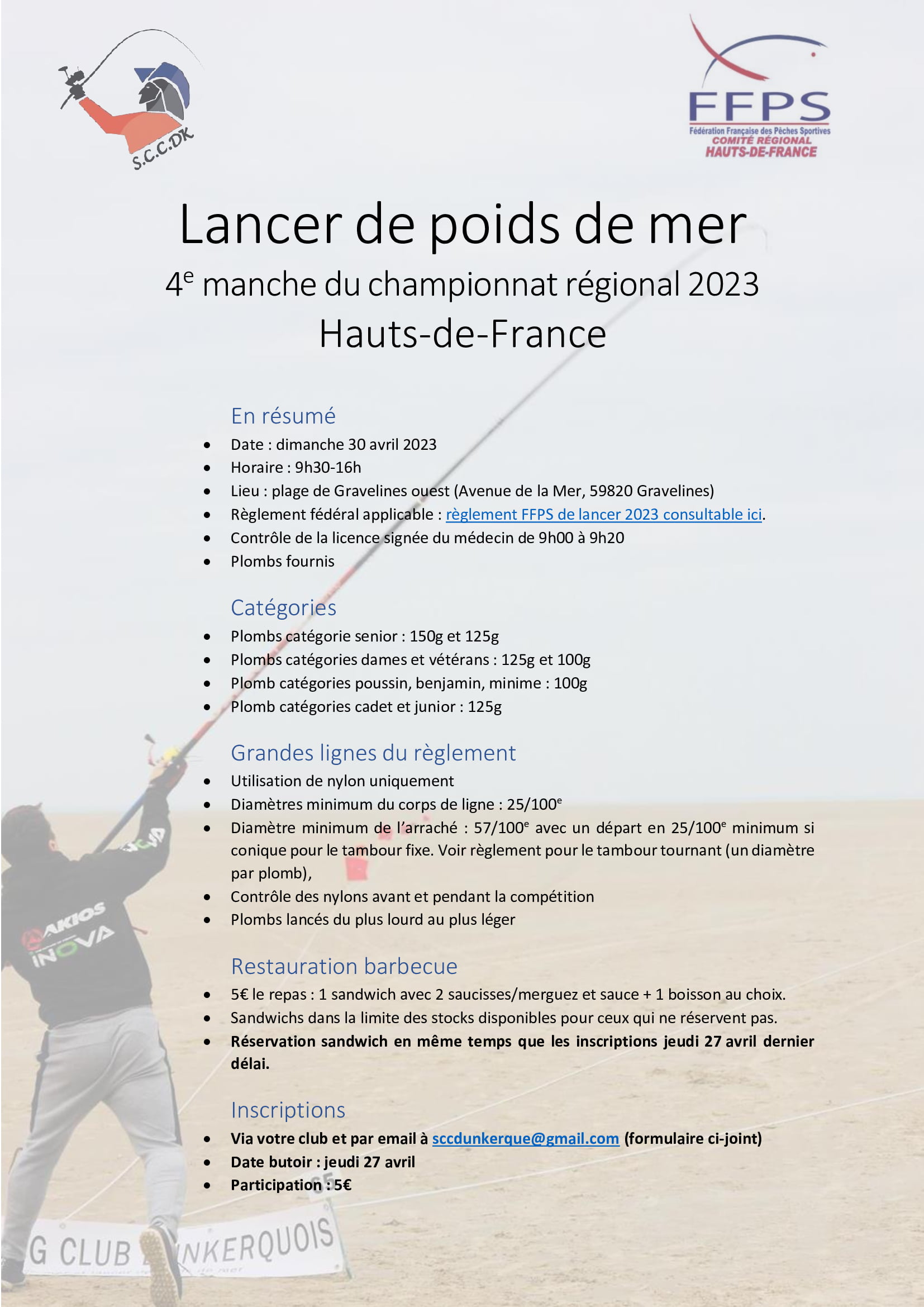 Plaquette de la 4ème manche de Lancer de poids de mer - 30 avril 2023 - Gravelines