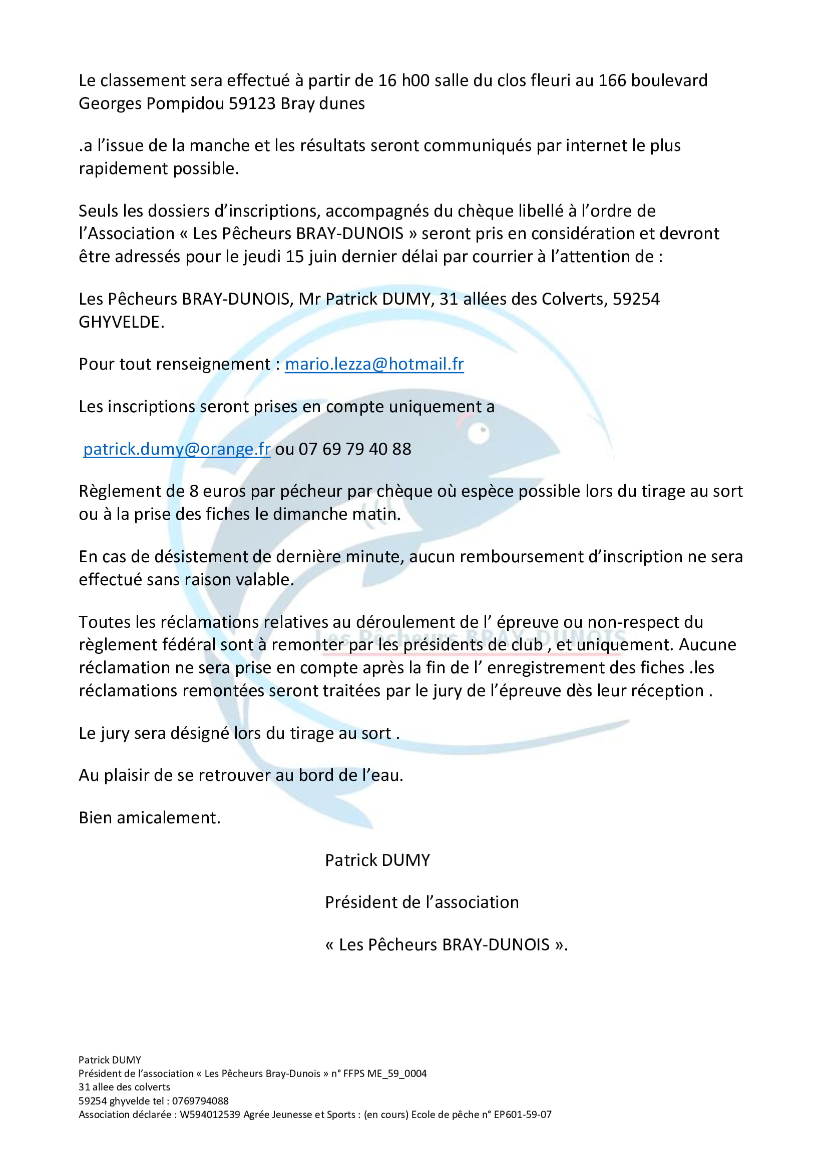 Plaquette de la 3ème manche régionale de Surfcasting des hauts-de-France 2023 à Dunkerque