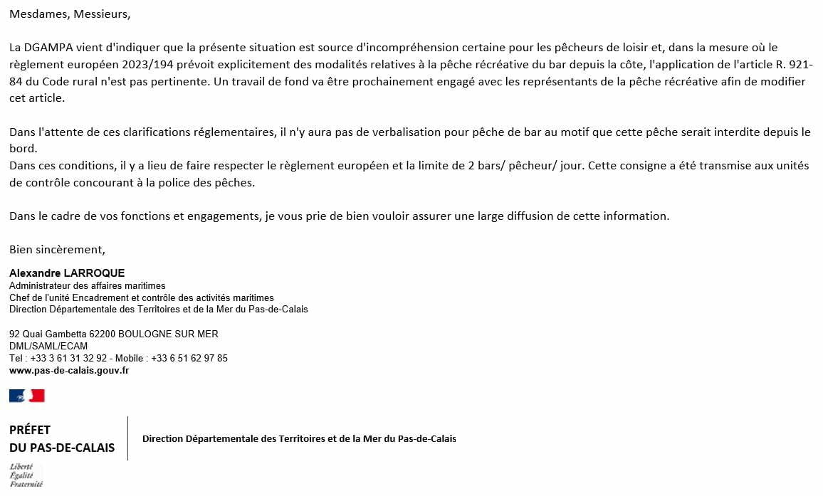 Lire la suite à propos de l’article Fin de l’interdiction de la pêche au bar depuis le bord de mer