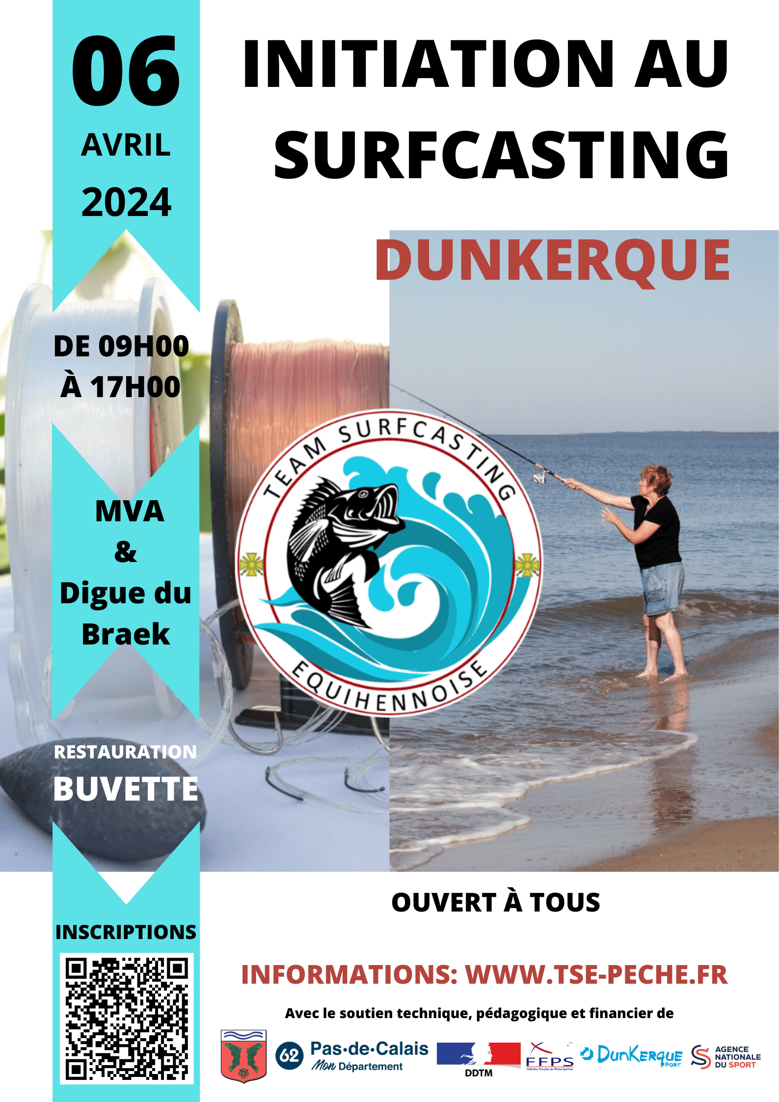 Affiche de l'Initiation au Surfcasting - 06 avril 2024 - Dunkerque