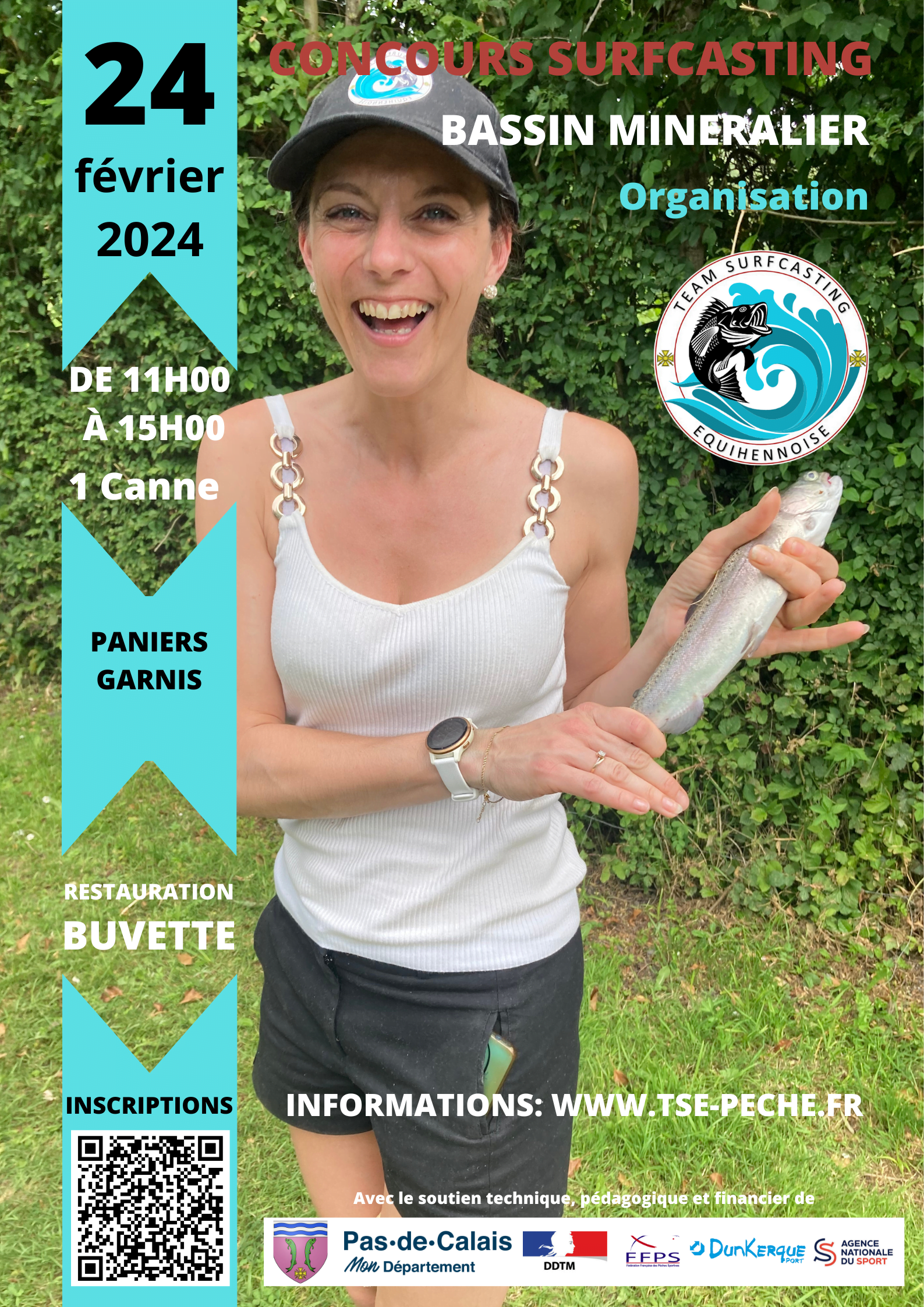 Affiche du Concours de Surfcasting - 24 février 2024 - Bassin Minéralier (réservé TSE)
