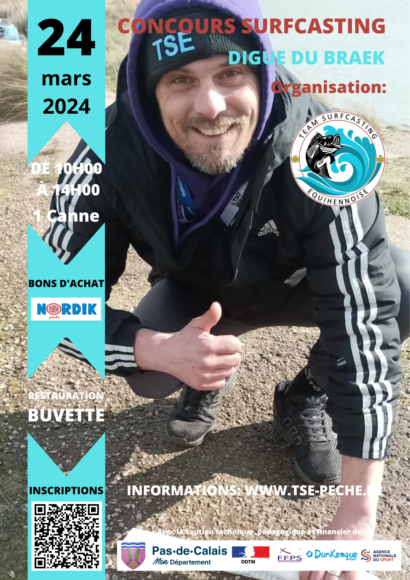 Affiche du Concours de Surfcasting - 24 mars 2024 - Digue du Braek