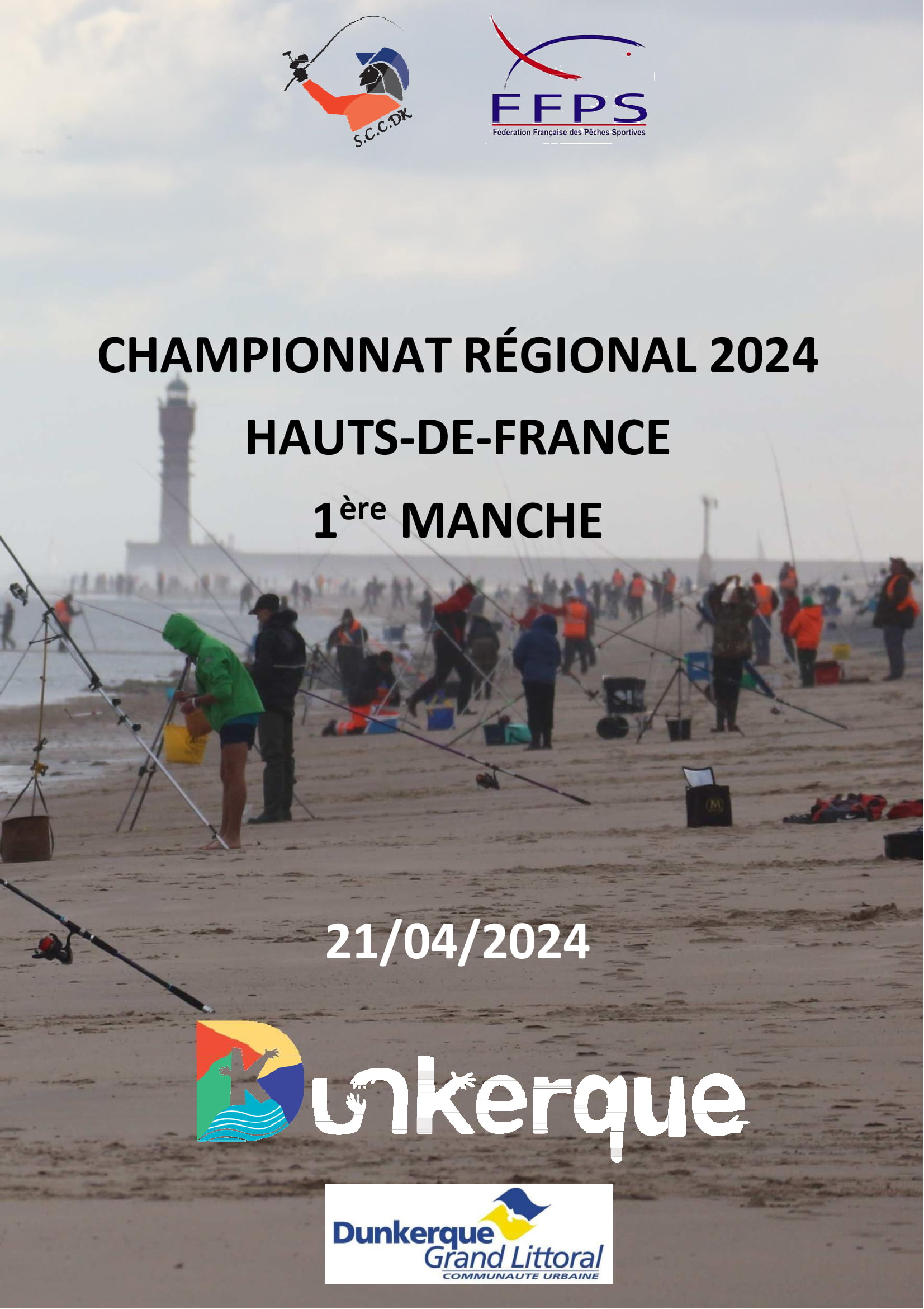 Affiche -1ere manche regionale de pêche en Bord de mer (Surfcasting) - 21 avril 2024 - Dunkerque