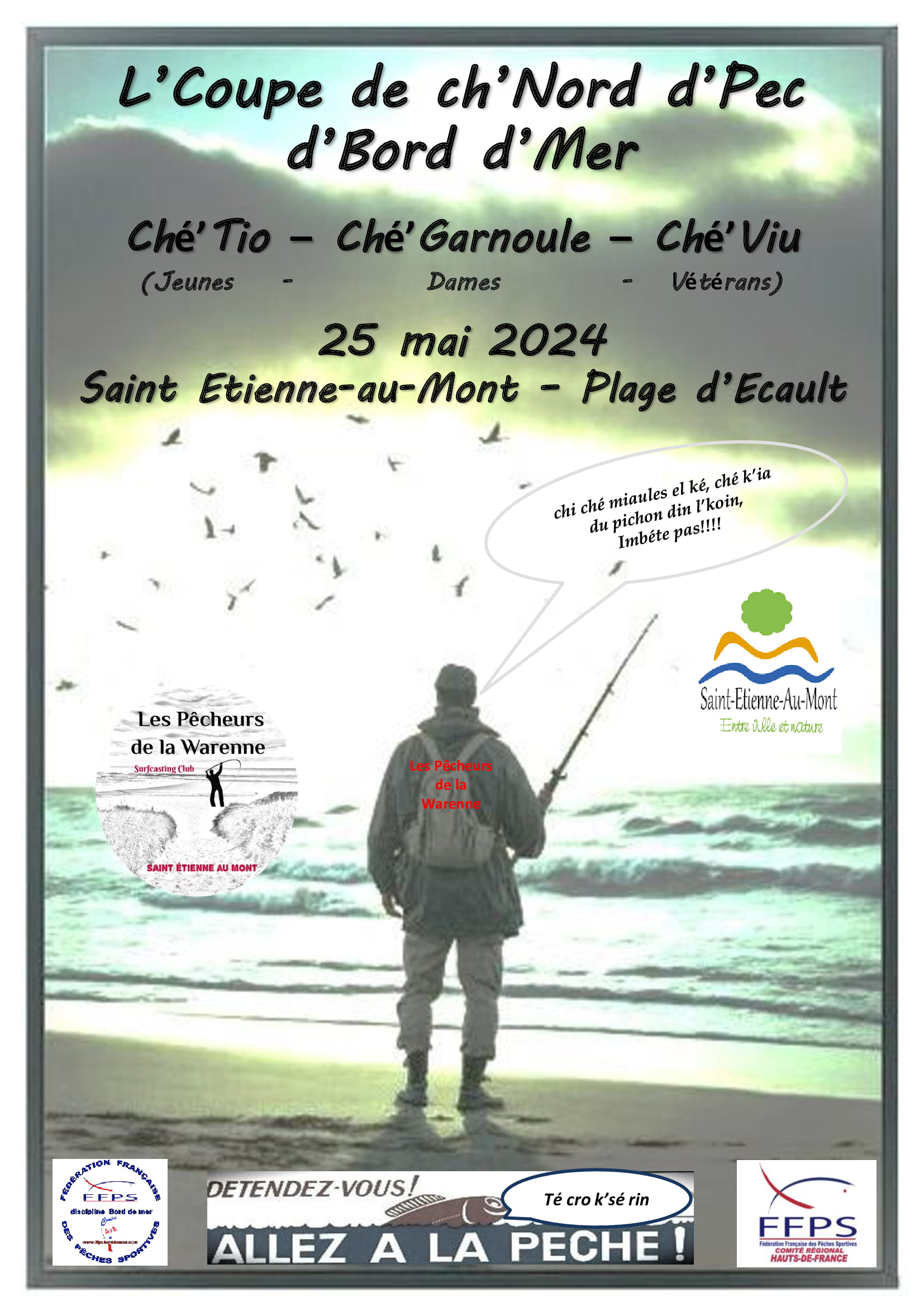 Affiche coupe jeunes dames vétérans de surfcasting Ecault 2024