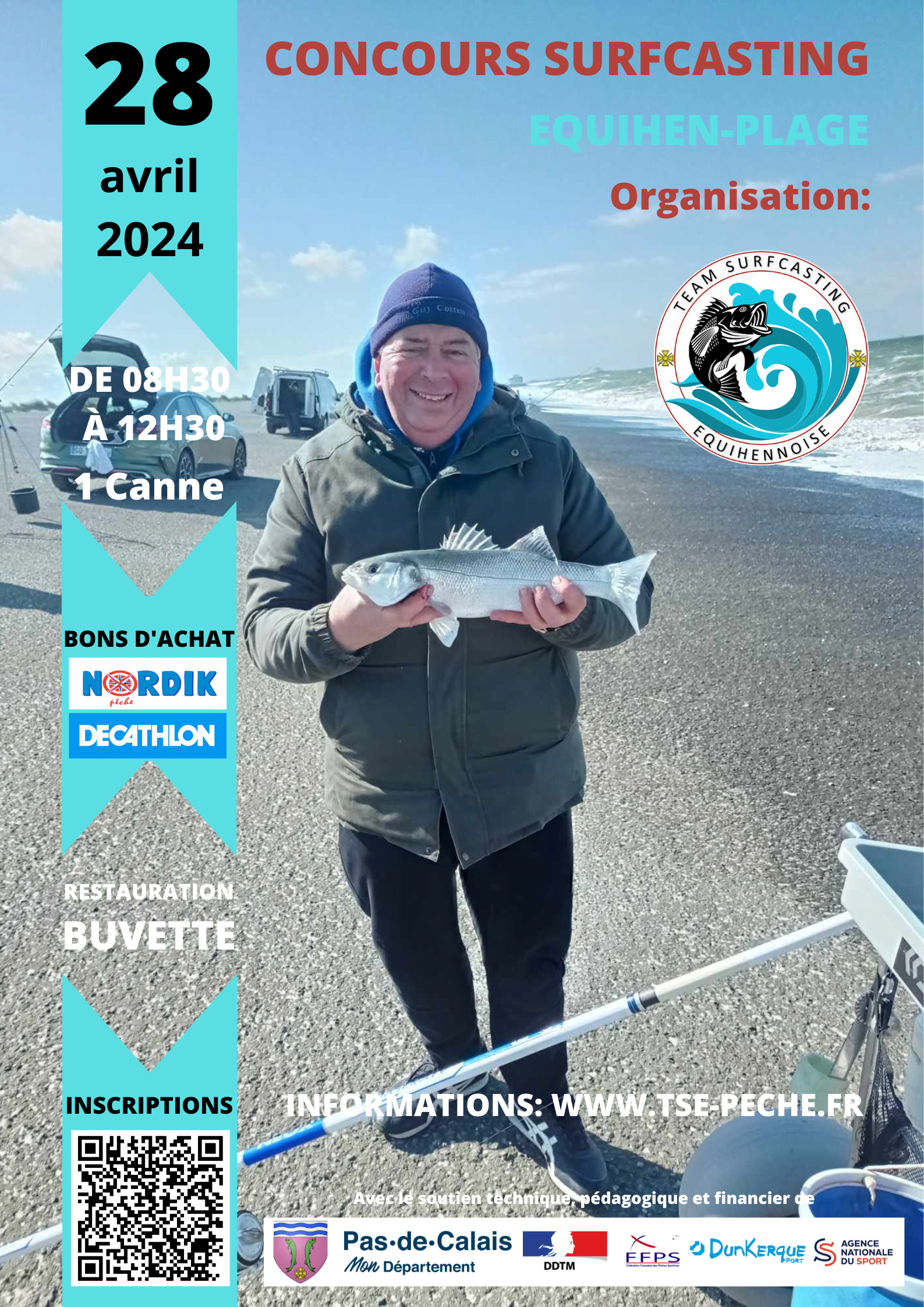 Affiche du Concours de Surfcasting - 28 avril 2024 - Equihen-Plage
