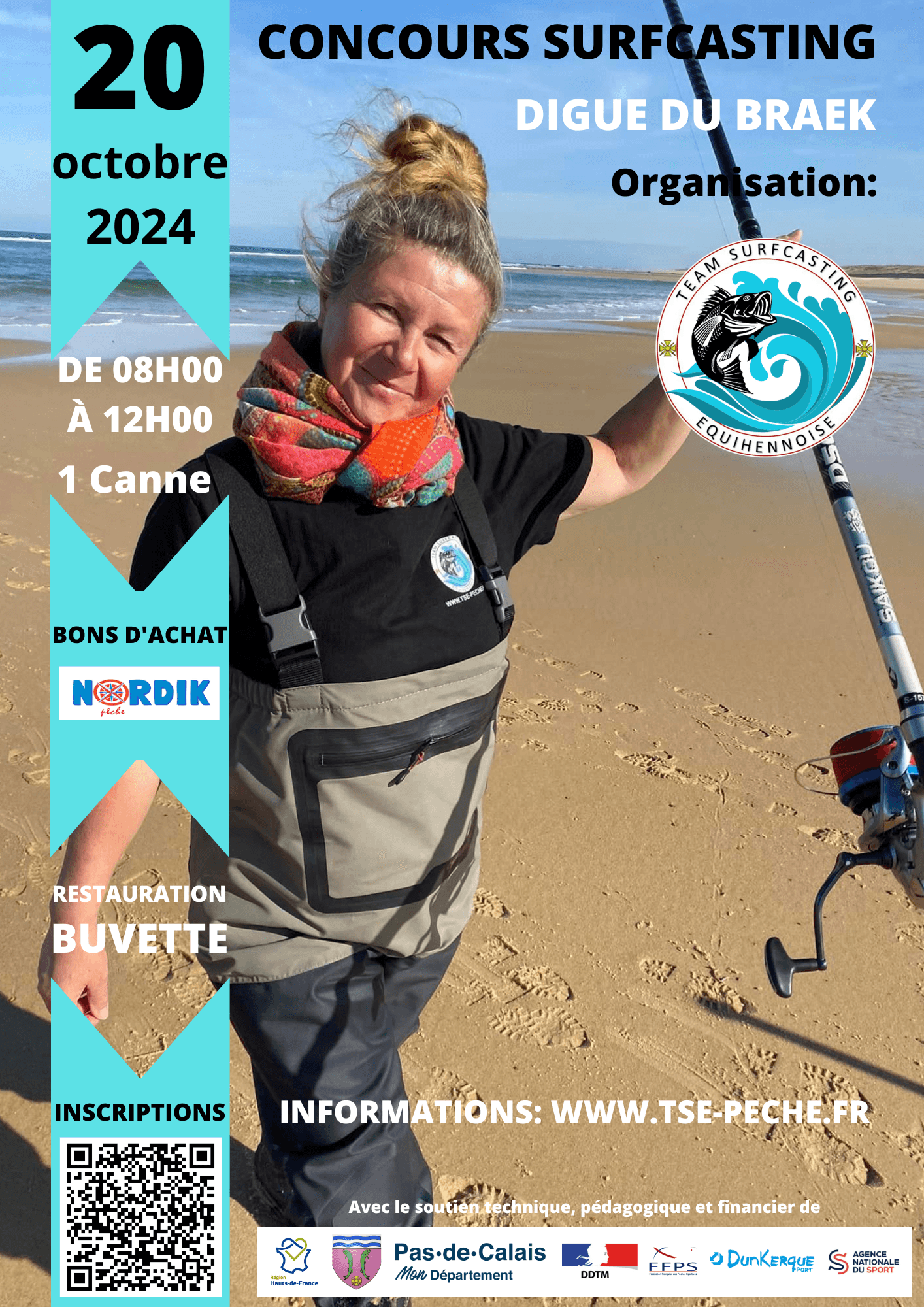 Affiche TSE - Concours de Surfcasting - 20 octobre 2024 - Digue du Braek