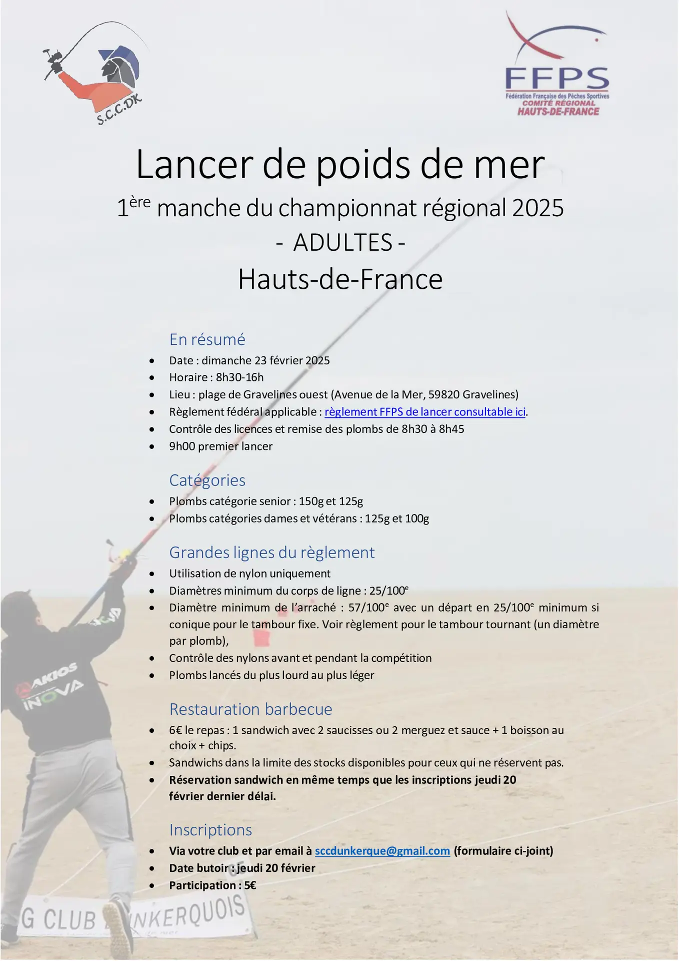 Informations Lancer de poids de mer - 1ère manche du championnat régional 2025